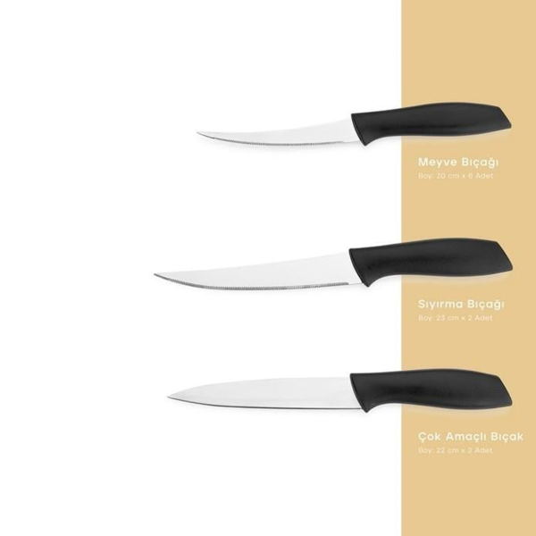 Schafer quick chef bıçak seti 10 parça / siyah - gri