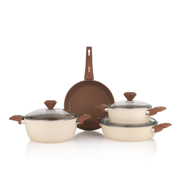 Jasmine seramik tencere seti / 7 parça / krem -S3516-21003-KRM01