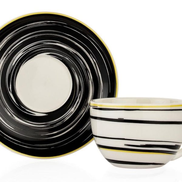 Schafer Mixed 2 Kişilik Kahve Fincan Seti 4 Parça-Beyaz/Siyah