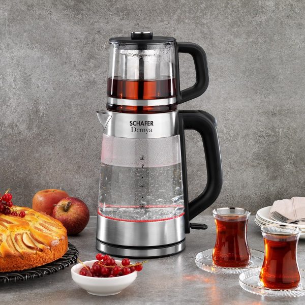 Schafer Demya Elektrikli Cam Çay Makinesi-Inox